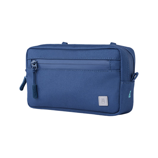 MORAL BAGS Napier torbica novčanik, tamno plava, vodootporni zatvarač i MORAL BAGS logo