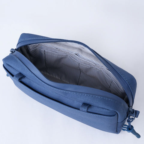 MORAL BAGS Napier torbica novčanik, tamno plava, RFID zaštitna unutrašnjost s prugastom podstavom i pretincima