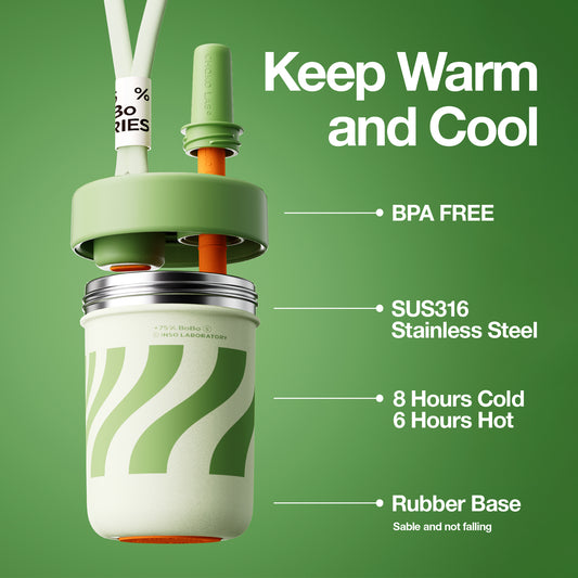 Chako Lab Bobo termos šalica i posuda 485ml, zelena, keramički premaz, 8h hladno 6h vruće, gumena baza