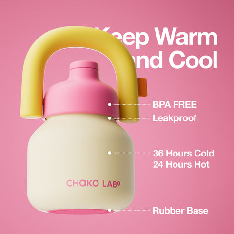 Chako Lab LinLin termos boca 1L, žuta, izolacija 36h hladno 24h toplo, keramički premaz