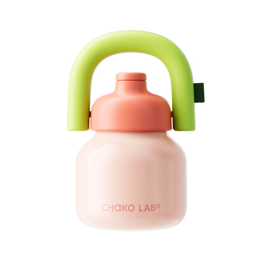 Chako Lab LinLin termos boca 1L, ružičasta, čelik SUS 316 s lime zelenom ručkom