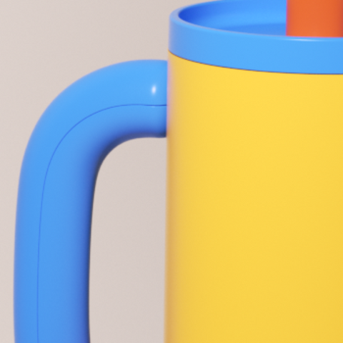 Chako Lab BaWang termos šalica 1.1L, žuta, ergonomska plava plastična ručka