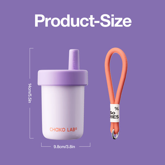 Chako Lab Bobo termos šalica i posuda 485ml, ljubičasta, dimenzije 9,8 x 14 cm s narančastim remenom
