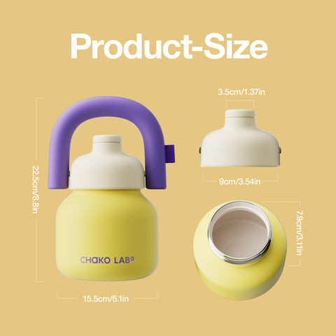 Chako Lab LinLin termos boca 1L, žuto ljubičasta, dimenzije: 22,5 × 15,5 cm, otvor 7,9 cm