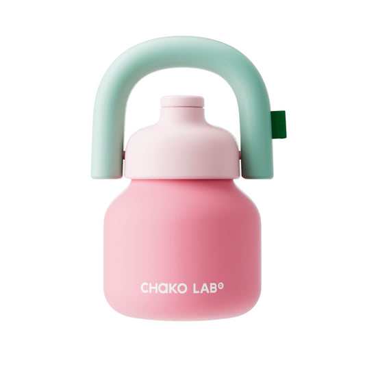 Chako Lab LinLin termos boca 1L, jarko ružičasta, mint ručka i pastelno rozi poklopac