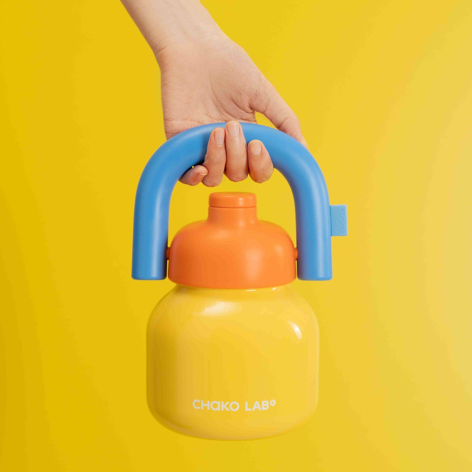 Chako Lab LinLin termos boca 1L, žuta, plastična ručka za nošenje