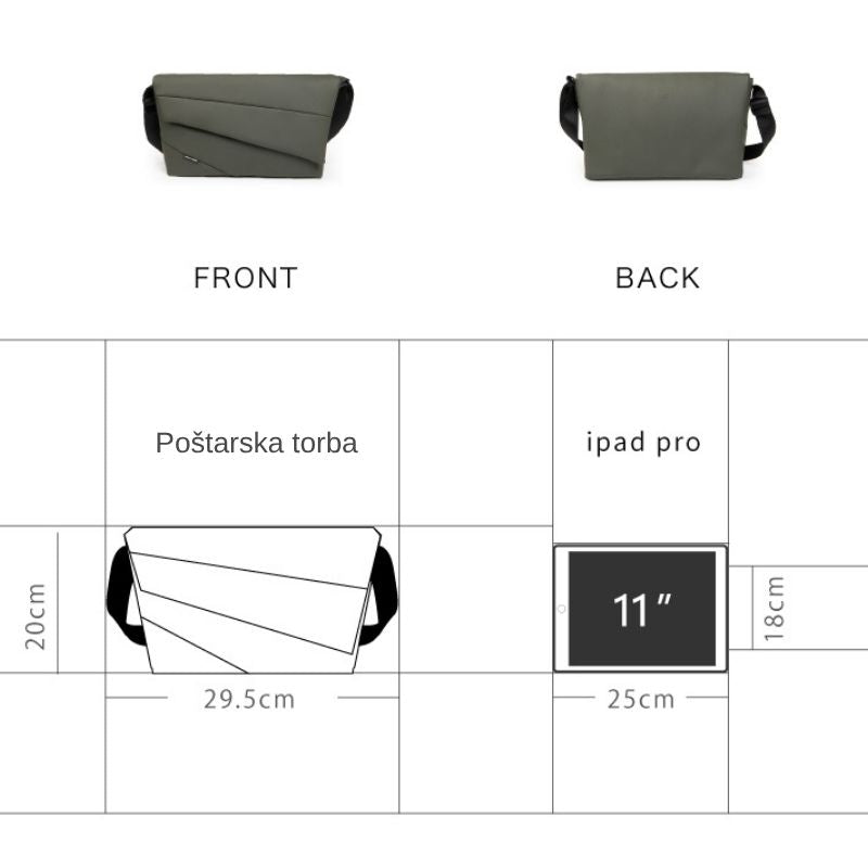 Urban Forest Light Poštarska torba, maslinasto zelena, vodootporni SkinTouch materijal oblik torbe prilagođen za nošenje tableta i dokumenata