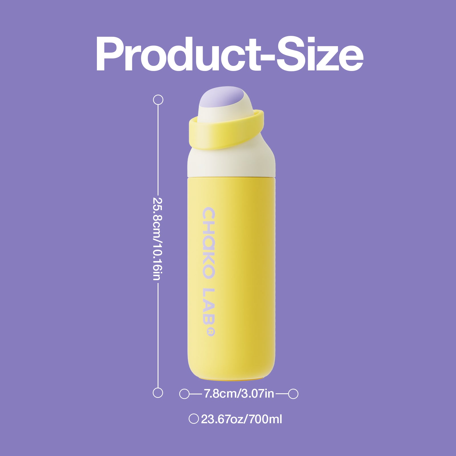 Chako Lab KaDa termos boca 700ml, žuta, visina 25,8 cm