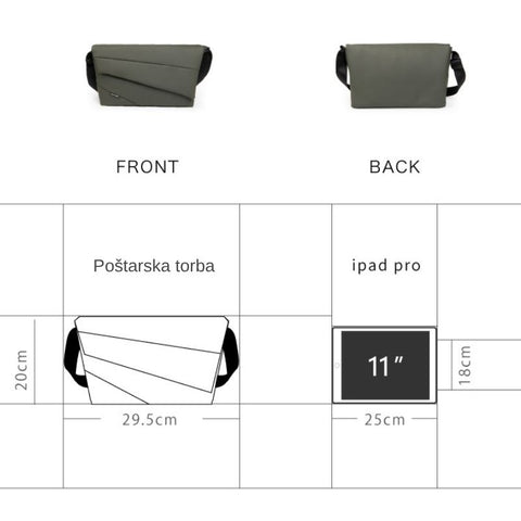 Urban Forest Light Poštarska torba, maslinasto zelena, vodootporni SkinTouch materijal oblik torbe prilagođen za nošenje tableta i dokumenata