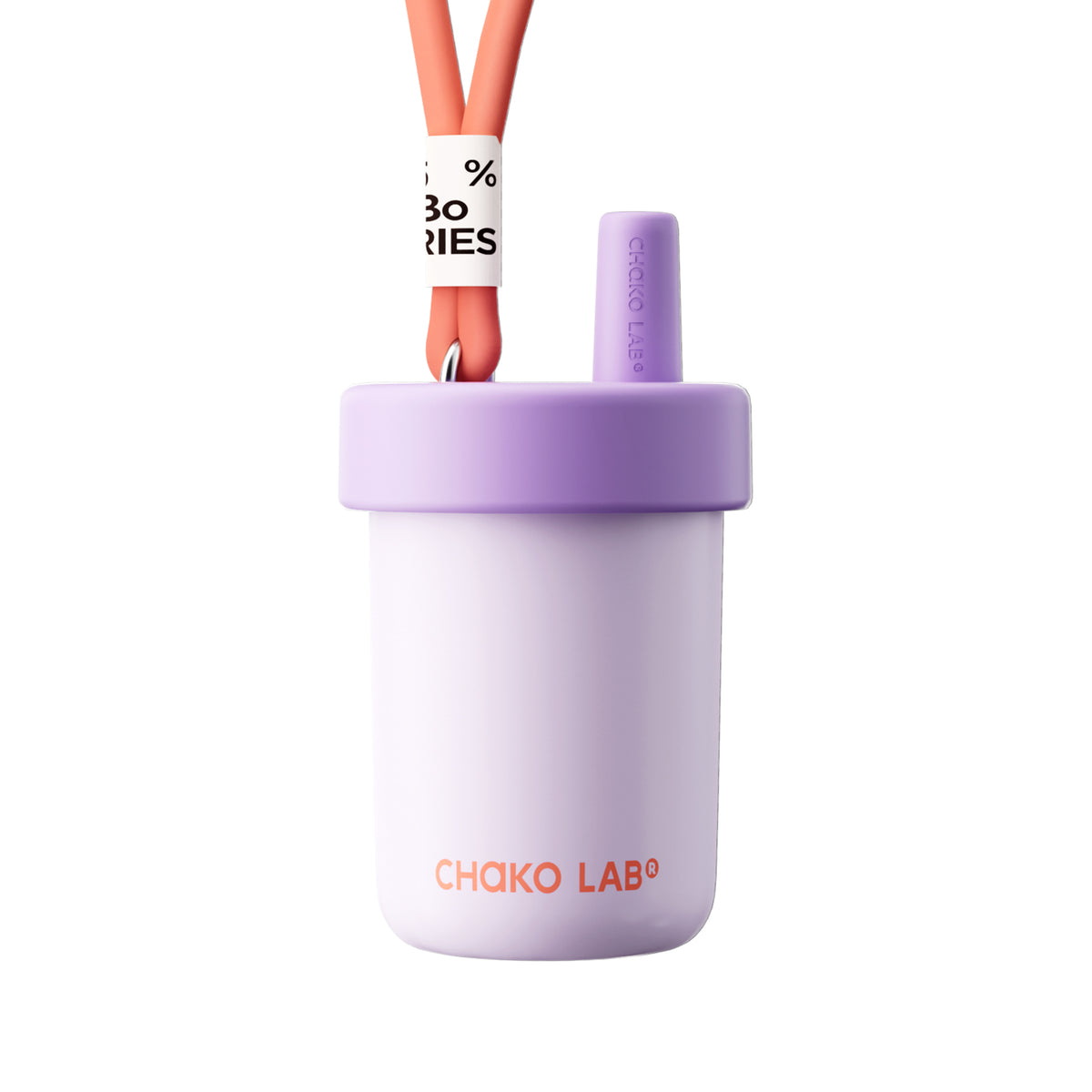 Chako Lab Bobo termos šalica i posuda 485ml, ljubičasta, s narančastim pamučnim remenom