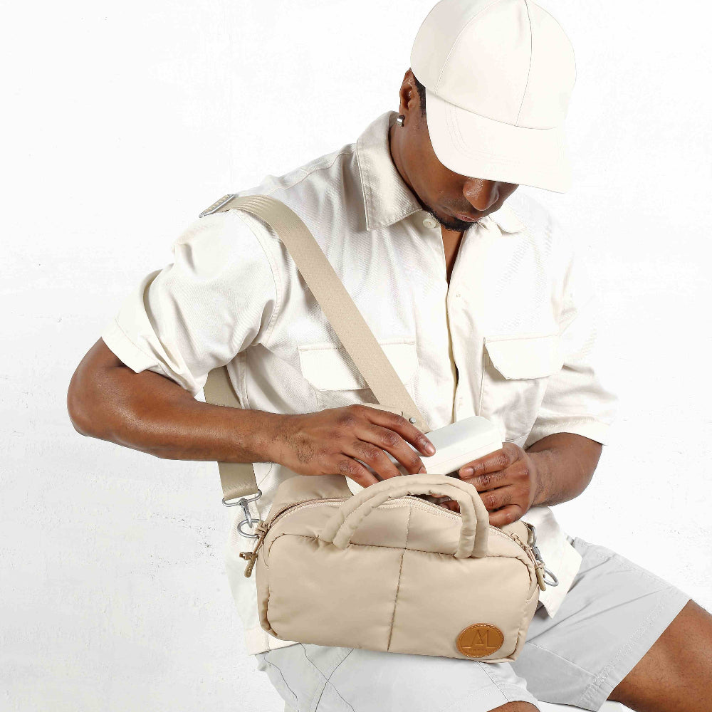 MORAL BAGS Chapel Sudoku torba, krem, reciklirani rPET najlon, nošenje cross-body s podesivom naramenicom