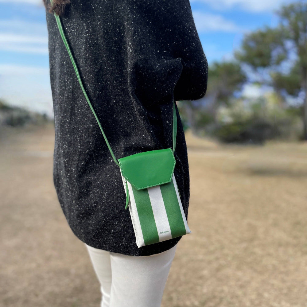 AskuksA R for Rectangle torbica za mobitel, zeleno-bijela, crossbody nošenje, TPU platno
