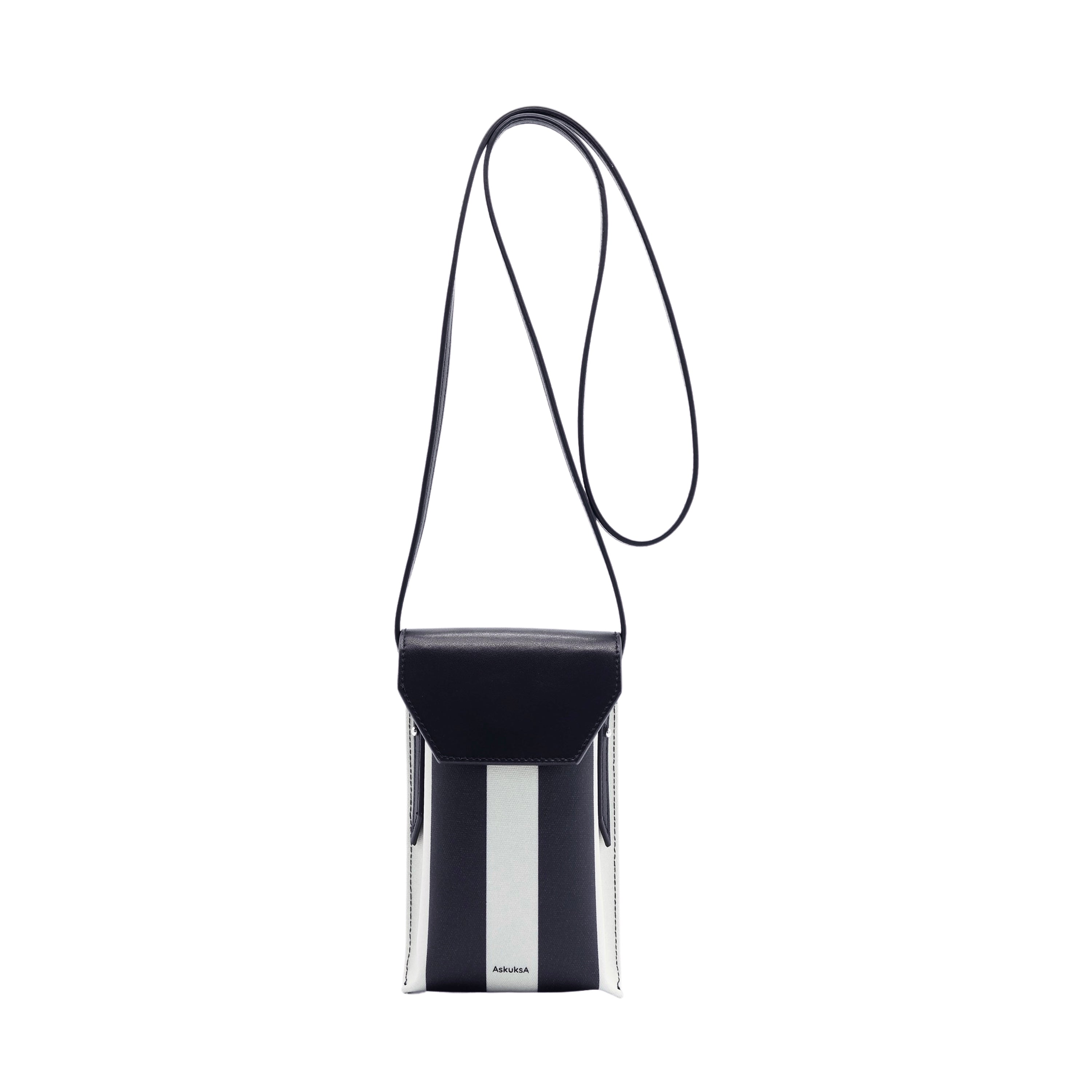 AskuksA R for Rectangle torbica za mobitel, crno-bijeli prugasti uzorak, magnetsko kopčanje, reciklirana koža