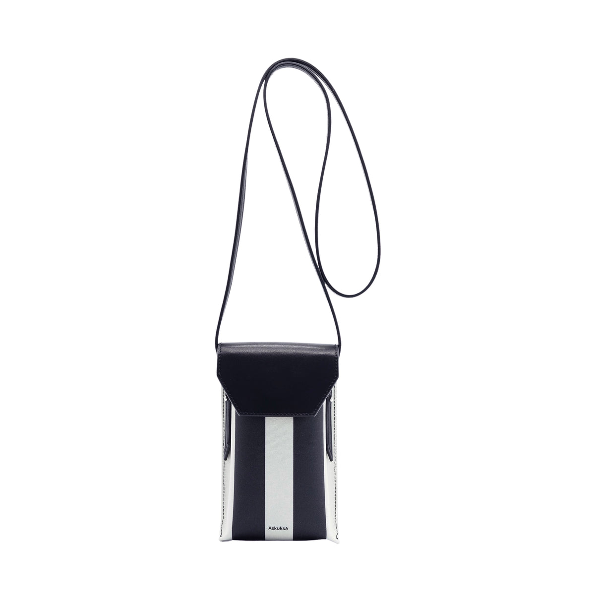 AskuksA R for Rectangle torbica za mobitel, crno-bijeli prugasti uzorak, magnetsko kopčanje, reciklirana koža
