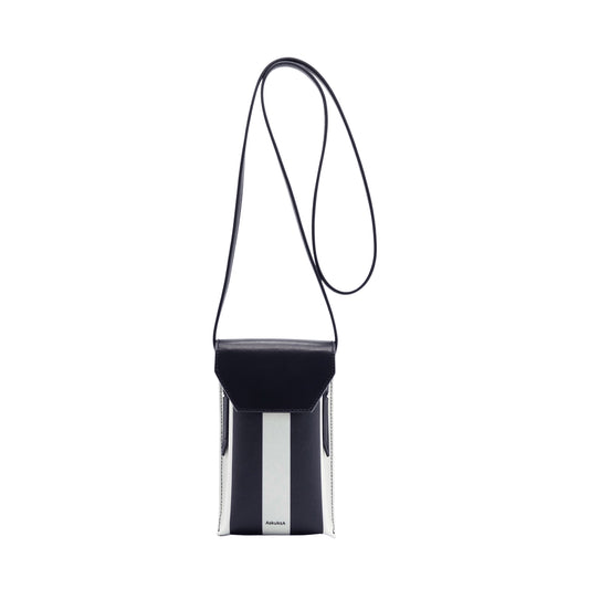 AskuksA R for Rectangle torbica za mobitel, crno-bijeli prugasti uzorak, magnetsko kopčanje, reciklirana koža