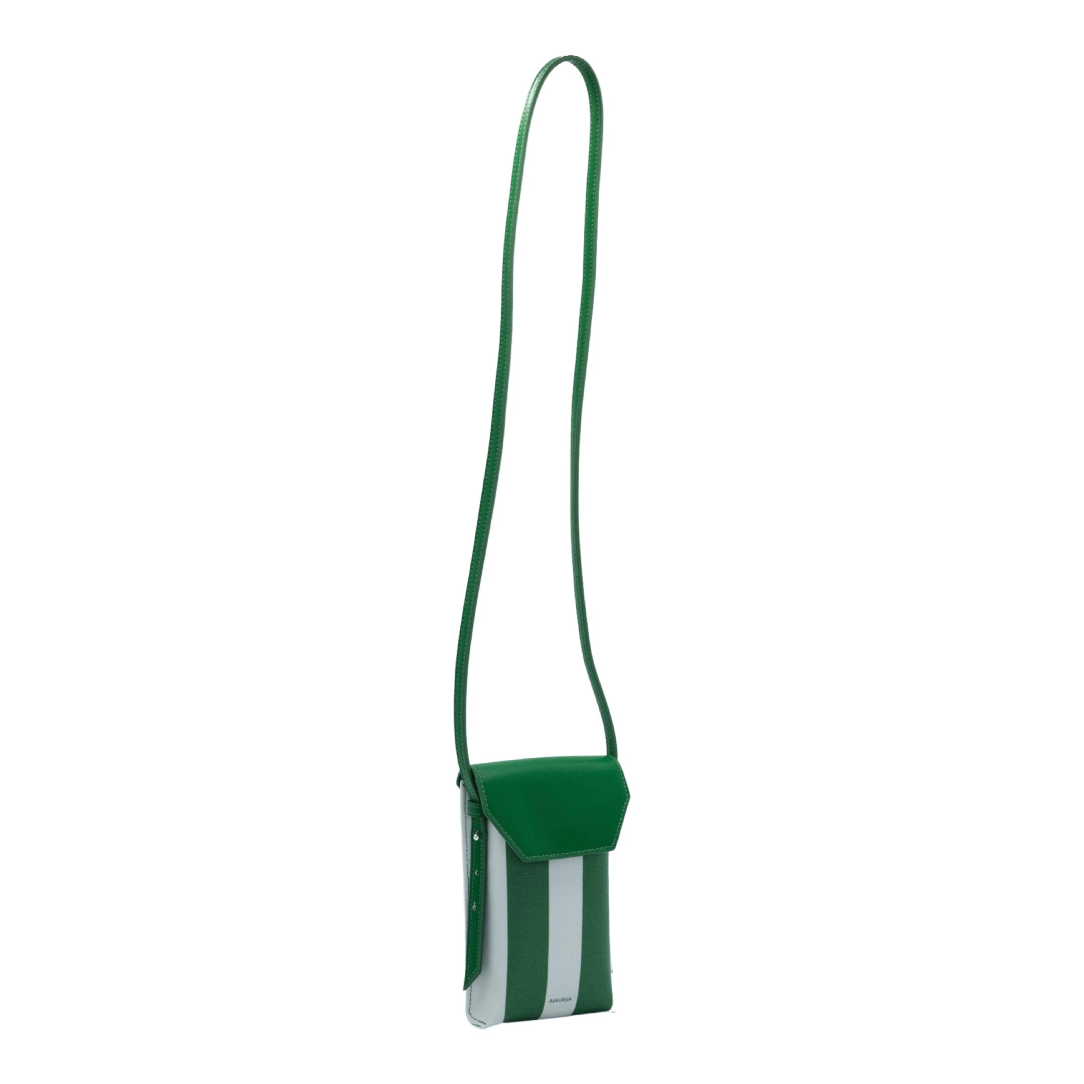 AskuksA R for Rectangle torbica za mobitel, zeleno-bijela, tanak profil, pamučno platno s TPU premazom