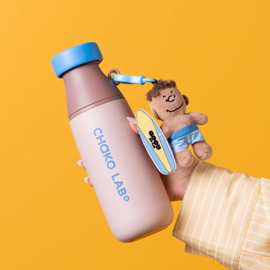 Chako Lab Milk Mate boca 520ml, krem smeđa, s plavim poklopcem